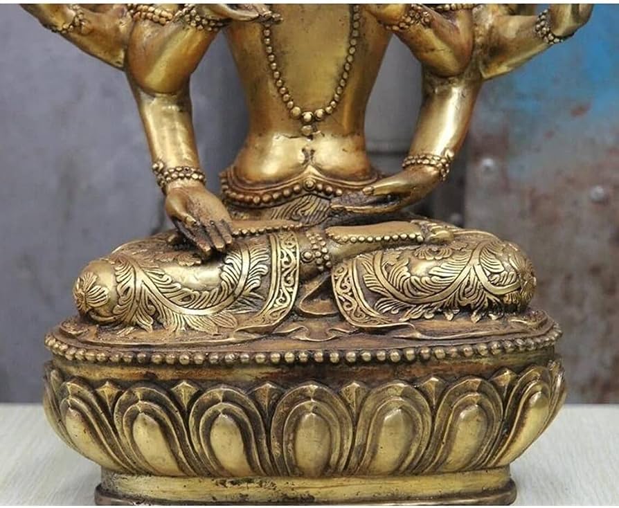 Amazon｜仏像、8本の腕と4つの側面を持つ青銅製の観音仏、オフィスの