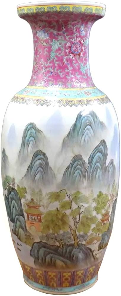 Amazon.co.jp: 景徳鎮 特大花瓶「四神相応吉祥山水」[中国/高級/工芸