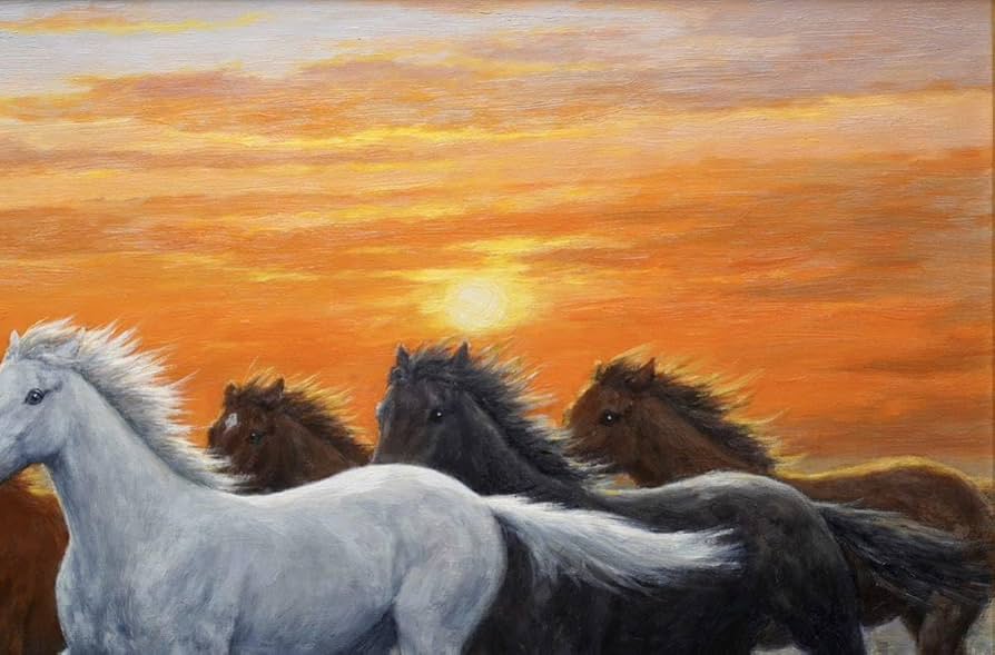 松岡克【瑞光駿走】大判肉筆油絵 F20号(73cmx61cm) サイン・裏書あり