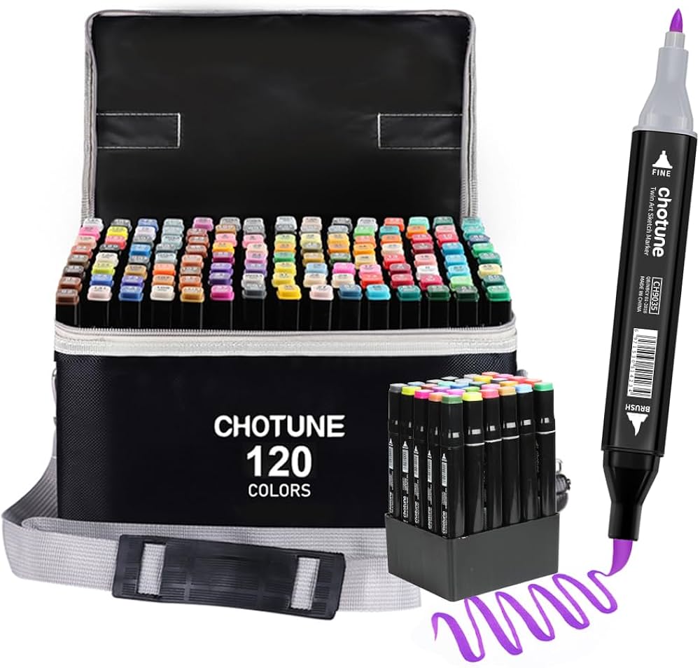 Amazon | Soskakiist CHOTUNE アルコールマーカーセット 120色 ソフト