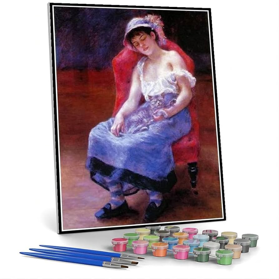 値下げ！少女と猫の印象派油彩画 ルノワール 値下げ！少女と猫の印象派