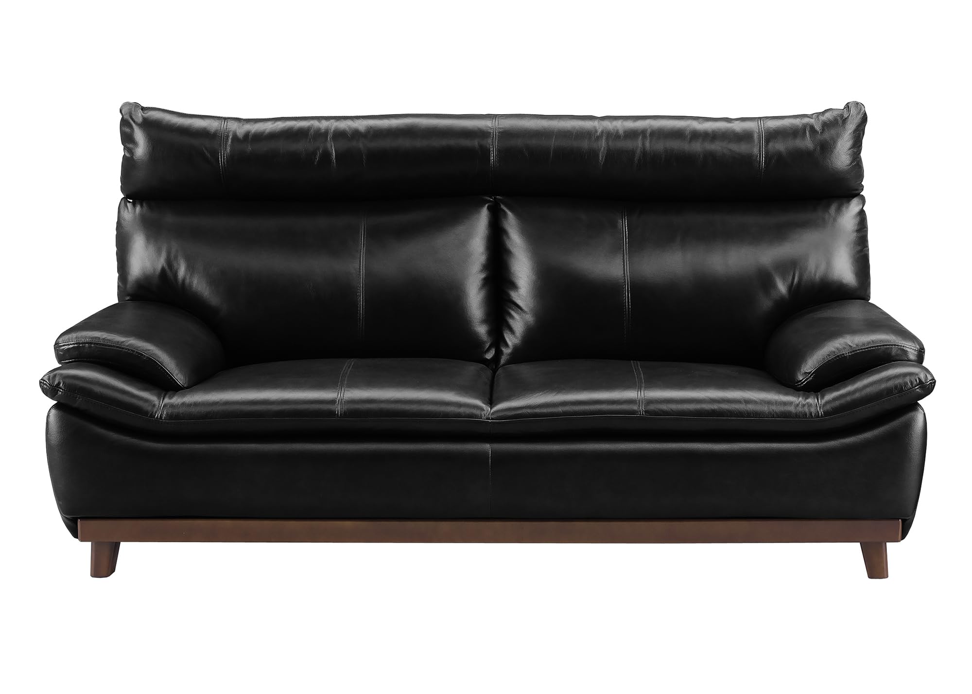 ハル】黒本革レザー 3人掛けソファ ブラック レザーソファー 三人掛け