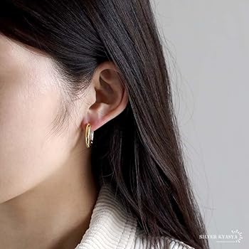 Amazon | [silver KYASYA]ツートンカラー フープピアス シルバー925
