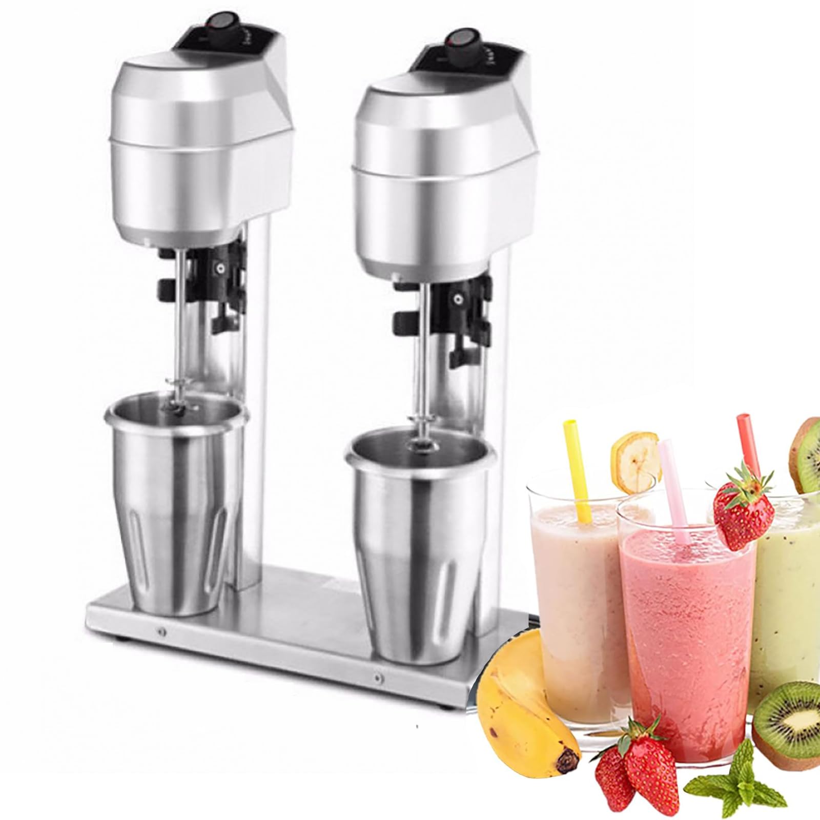 Amazon.co.jp: 電動ミルクシェイクメーカーマシン、600Wデュアルヘッド