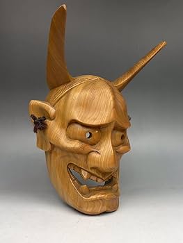 962]能面 般若 雅楽 神楽面 お面 木彫り 厄除け レトロ Amazon.co.jp