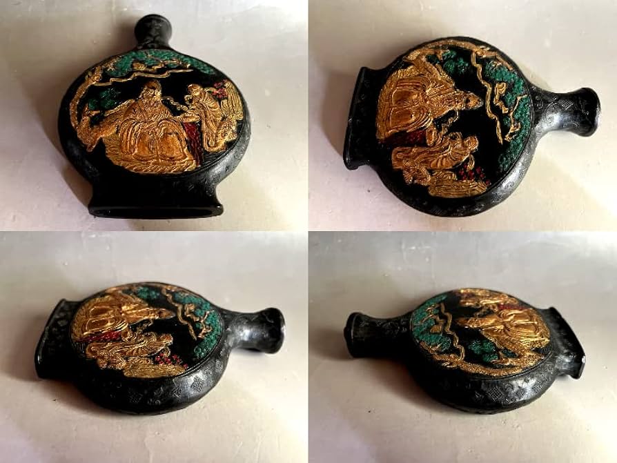 墨□中国墨 古墨 人物絵 壷型 圖片摘自 程氏墨苑 南極一星高居井 唐物