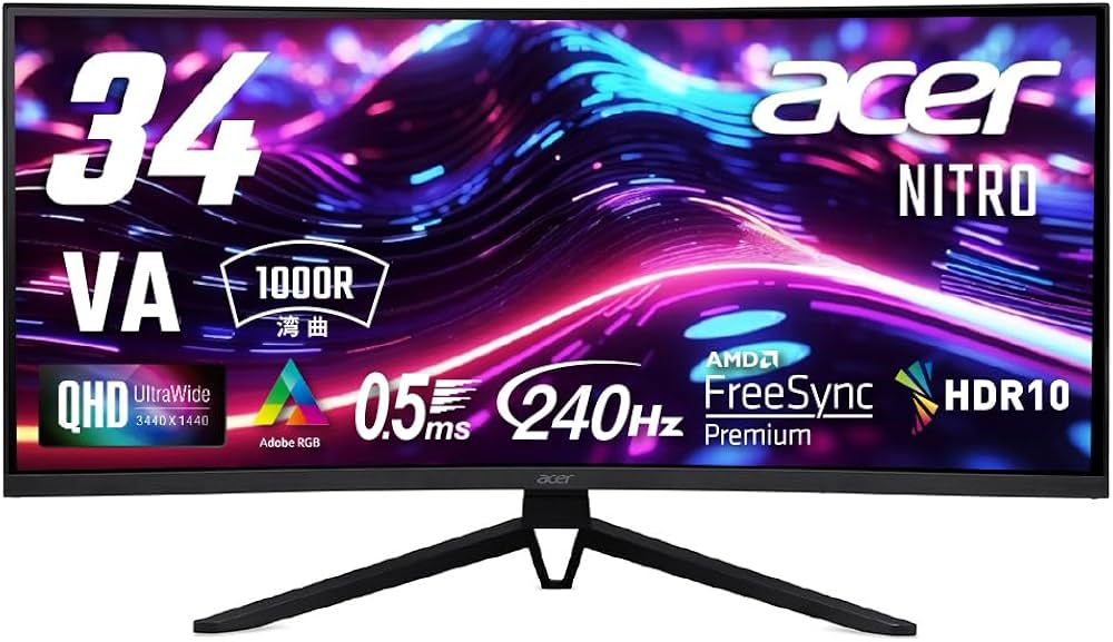 Acer Nitro XZ6 ウルトラワイド ゲーミング モニター 湾曲 Acer Nitro