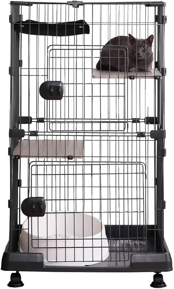 Amazon | アイリスオーヤマ 猫 ケージ ミニタイプ 2段 ハンモック付き