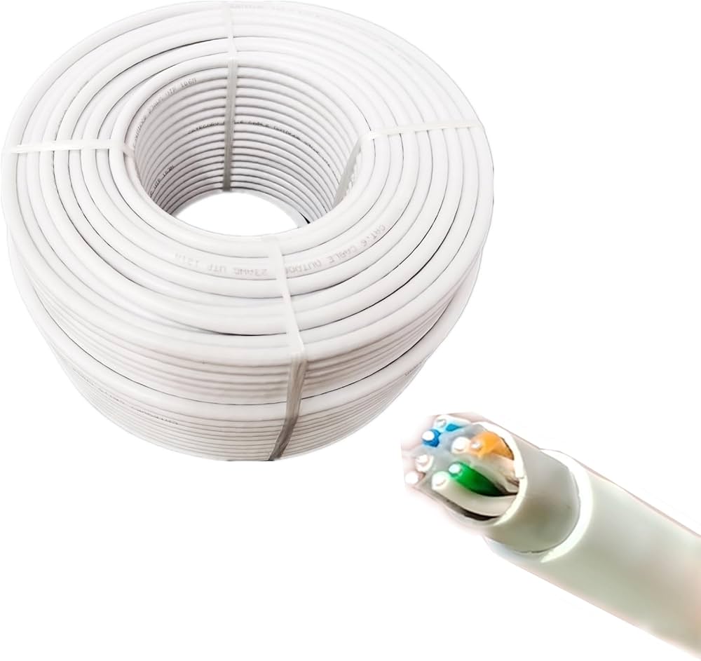Amazon.co.jp: 100m 白色 LANケーブル cat6 自作用 2重被覆 屋外仕様