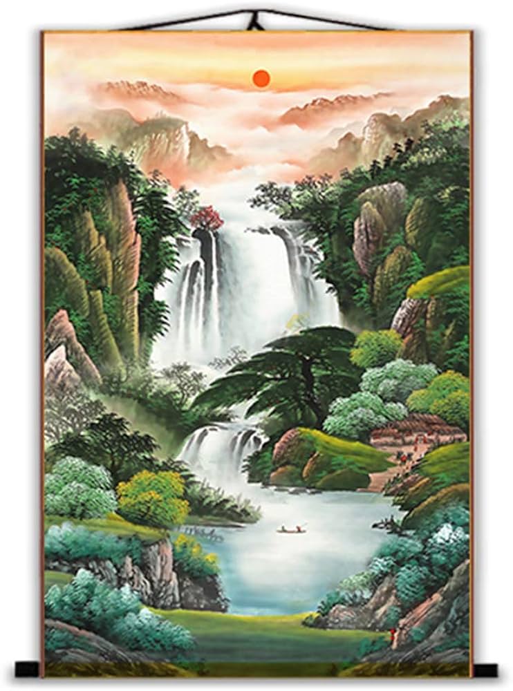 滝の風景 油彩画 油彩画 滝の風景 約30cm x 40cm 油彩絵 題名「七つ滝