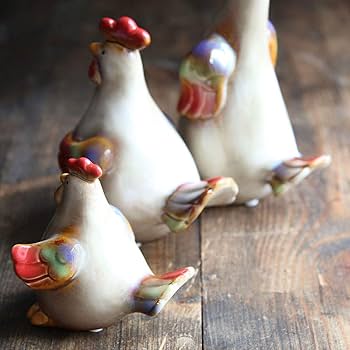 Amazon.co.jp: 置物 鶏 大中小3点セット にわとり 陶磁器 北欧