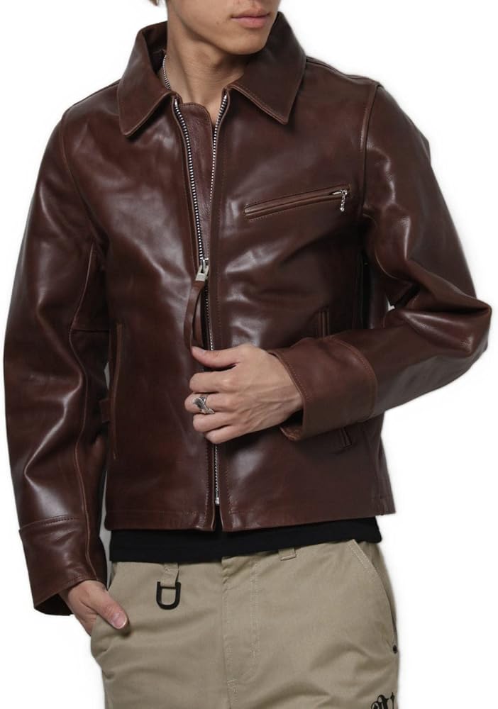 Amazon.co.jp: フリーダムレザー 本革 レザージャケット カウレザー 襟