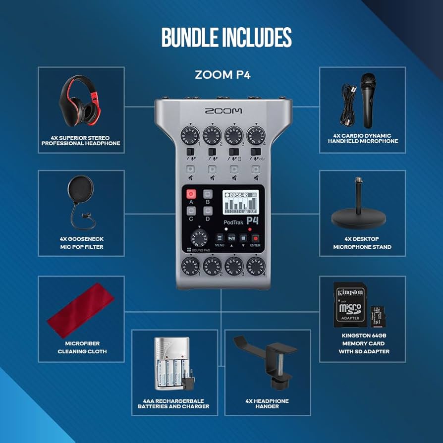 Amazon.com: Zoom PodTrak P4 Portable Multitrack Podcast Recorder