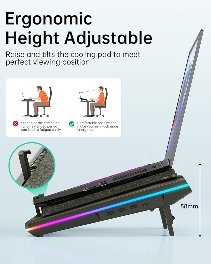 Amazon.com: llano V12 Gaming Laptop Cooling Pad, RGB Laptop Cooler