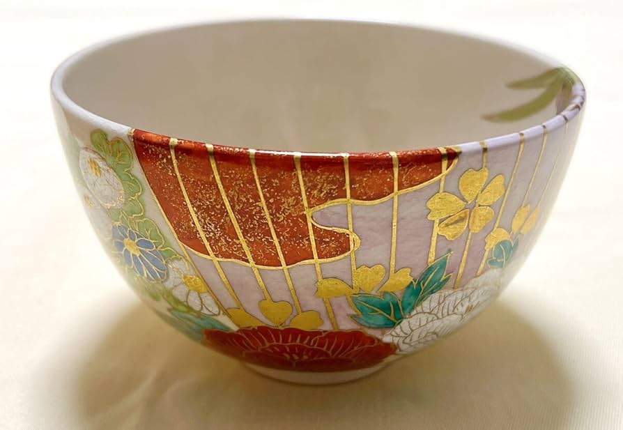 Amazon.co.jp: 京焼清水焼 平安紫雲造 橋本紫雲 扇面四季草花 茶碗