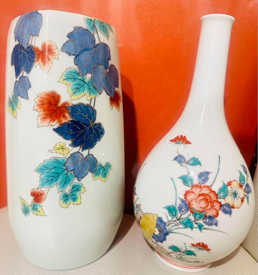 BE688 有田焼 松右衛門 作 染錦鳳凰 花瓶 花入 大型 高さ74㎝ 共箱