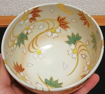 Amazon | 寿楽作 仁清 紅葉 桜 流水 茶碗 共箱 共布 茶道具 | ノー