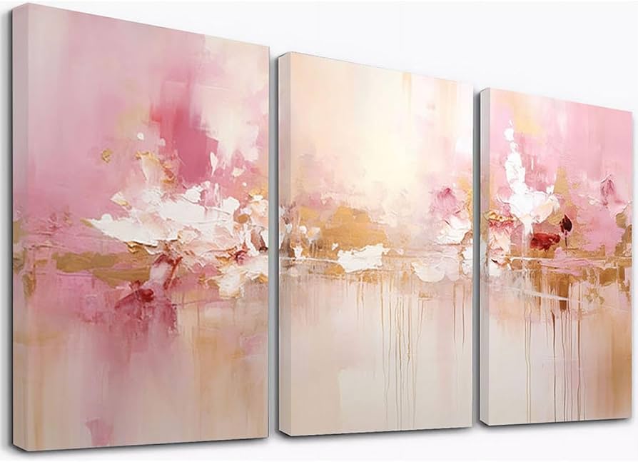 Risbonum☆】油絵 原画 抽象画 北欧 春 花 ピンク F12 送料無料