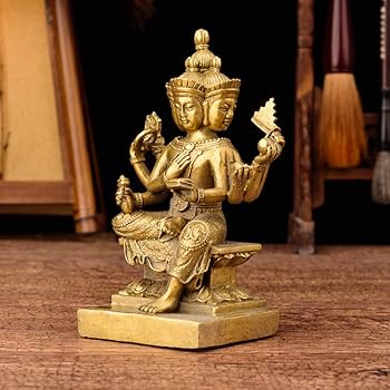Amazon.co.jp: 純粋な銅像、タイの四面仏像、ラッキー飾り、仏教寺院の