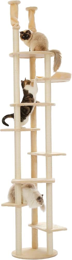 Amazon | キャットタワー 突っ張り スリム 省スペース 猫タワー
