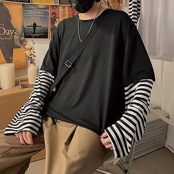 Amazon.com: LAVASEON Harajuku Oversized Striped T-Shirt Long