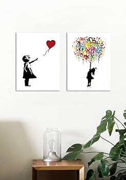 Amazon.co.jp: 絵画 『赤い風船と少女』 バンクシー ポスター アート