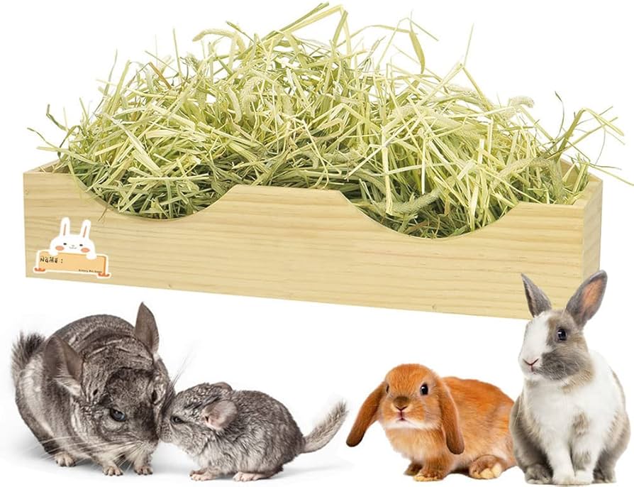 Amazon | IYOIYA うさぎ 牧草入れ ワイド 木製 牧草 フィーダー 大容量