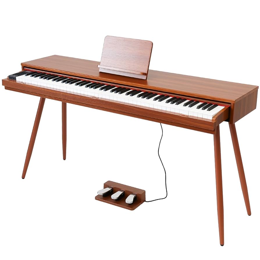 電子ピアノ88鍵盤 木目調ボディ 給電タイプ ウォールナット Amazon