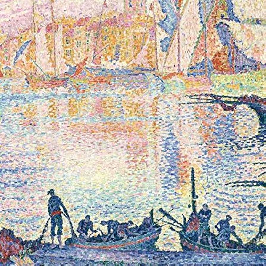 Amazon.co.jp: シニャック『サン=トロペの港』高精彩工芸画+手彩 風景