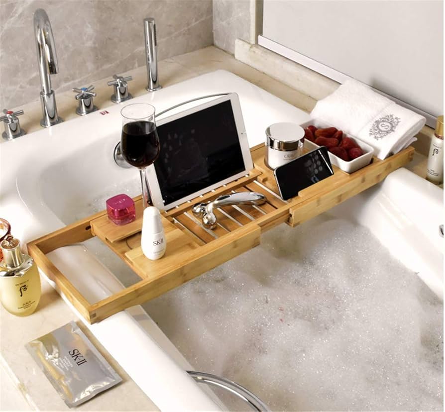Amazon.co.jp: XRX バスタブトレー バスタブラック 竹製 バステーブル