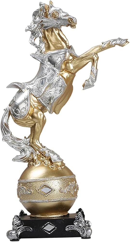 Amazon.co.jp: XLWLLNJ 家庭に飾る優雅な馬の像, 金銀, 17.5x30.5x11cm