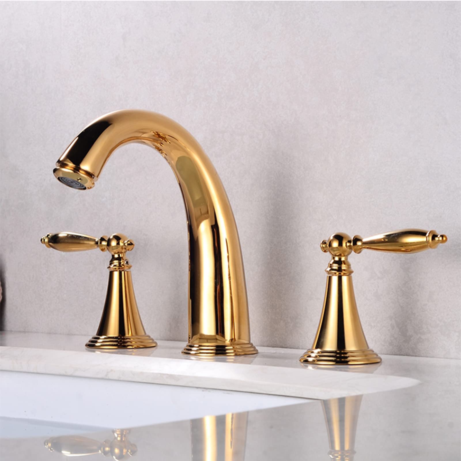 AZOS ゴールド 混合水洗 蛇口 レトロ