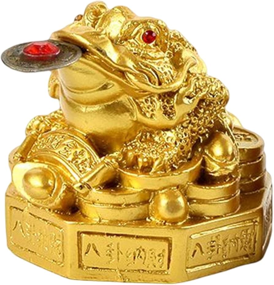 Amazon.co.jp: GENERIC 中国風水金蛙の置物、樹脂製の三本足の幸運の蛙