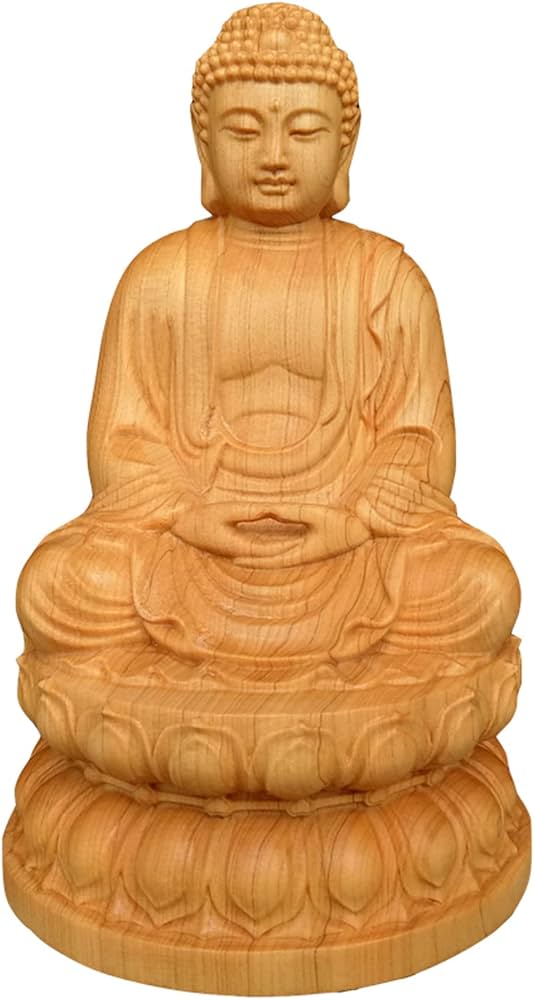 Amazon｜木彫仏像【如来】釈迦如来座像 天然 崖柏木 【曹洞宗・臨済宗