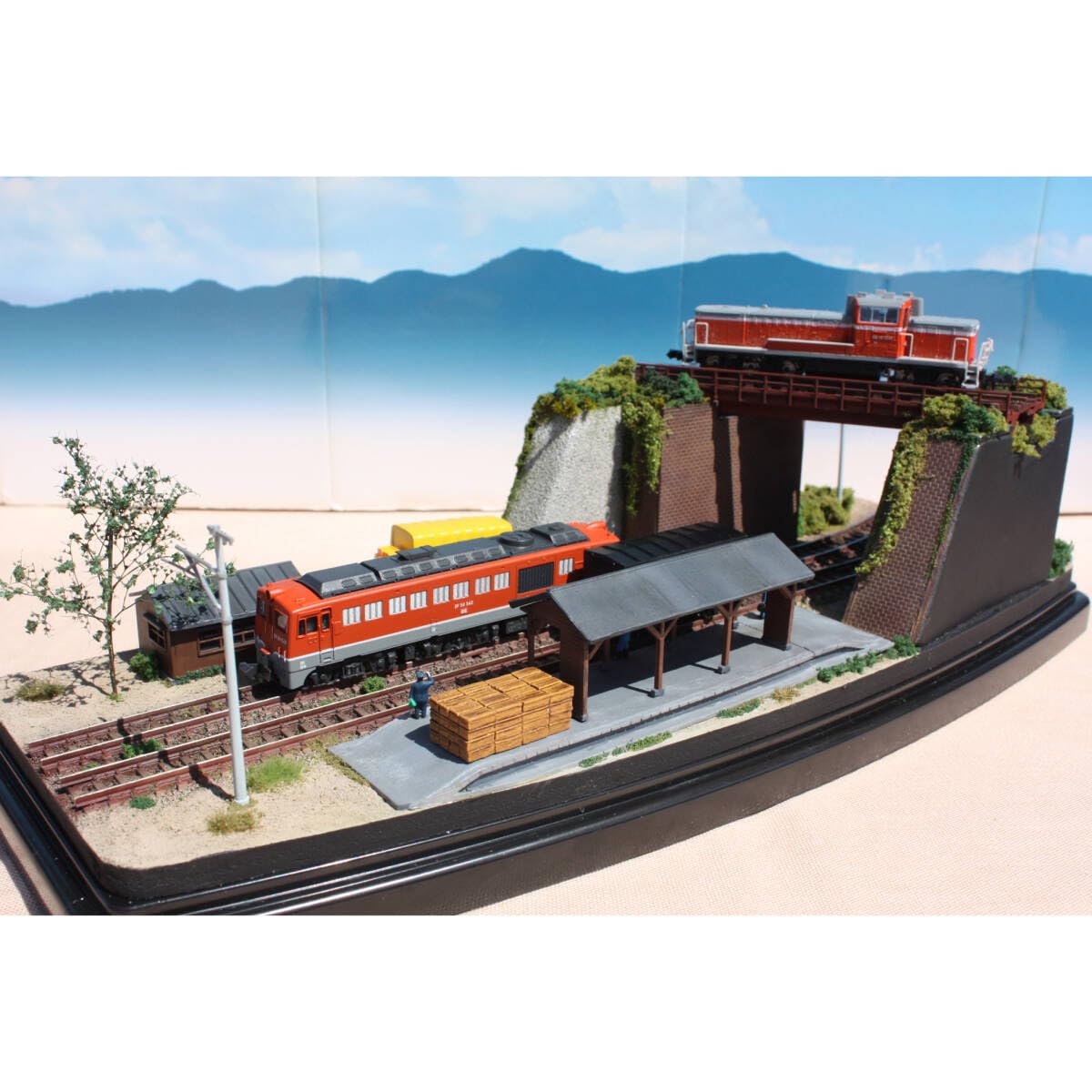 江ノ電 行合川鉄橋 鉄道ジオラマ展示台 Nゲージ 鉄コレ 鉄道模型