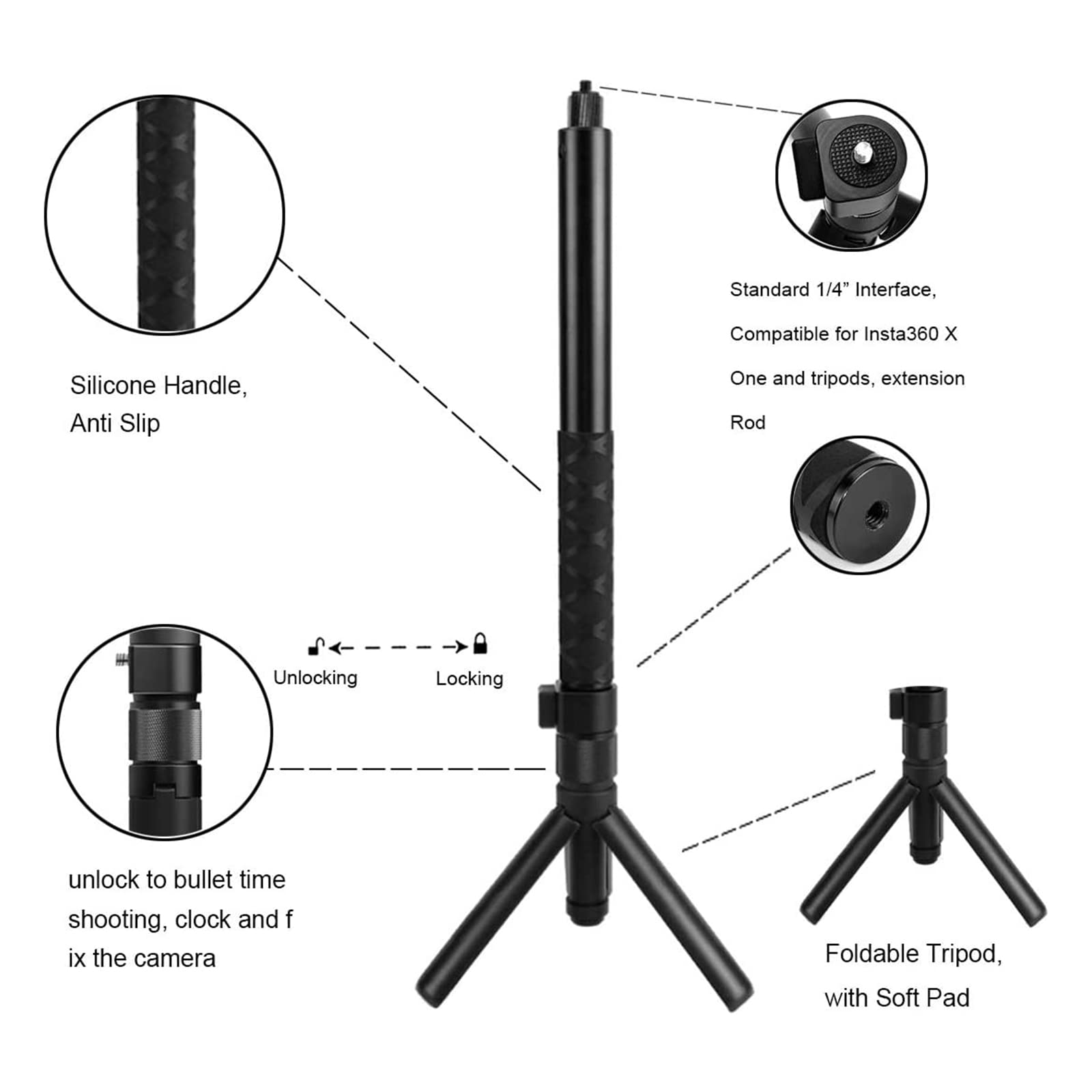 Amazon.com: Handheld Camera Selfie Stick and Tripod for Insta360