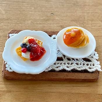 Amazon.co.jp: ミニチュアフード ワッフルプレート&パンケーキセット