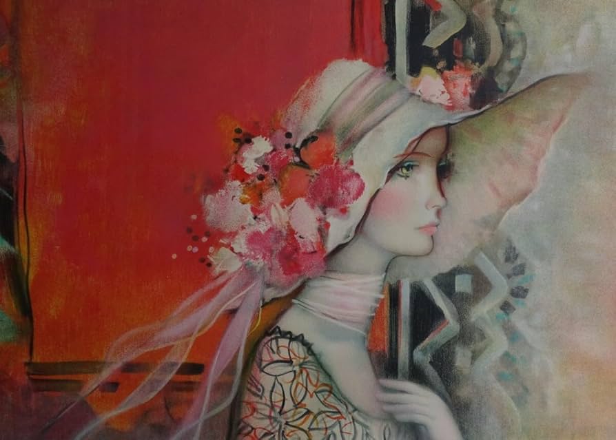 Amazon.co.jp: 作者名： 今井 幸子 画題： 帽子の女 技法： リトグラフ