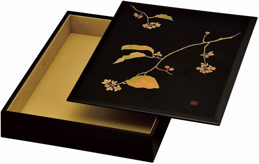 Amazon.co.jp: 会津漆器 手文庫(文箱) 10.0 黒 平文庫 夢あかり(内布貼
