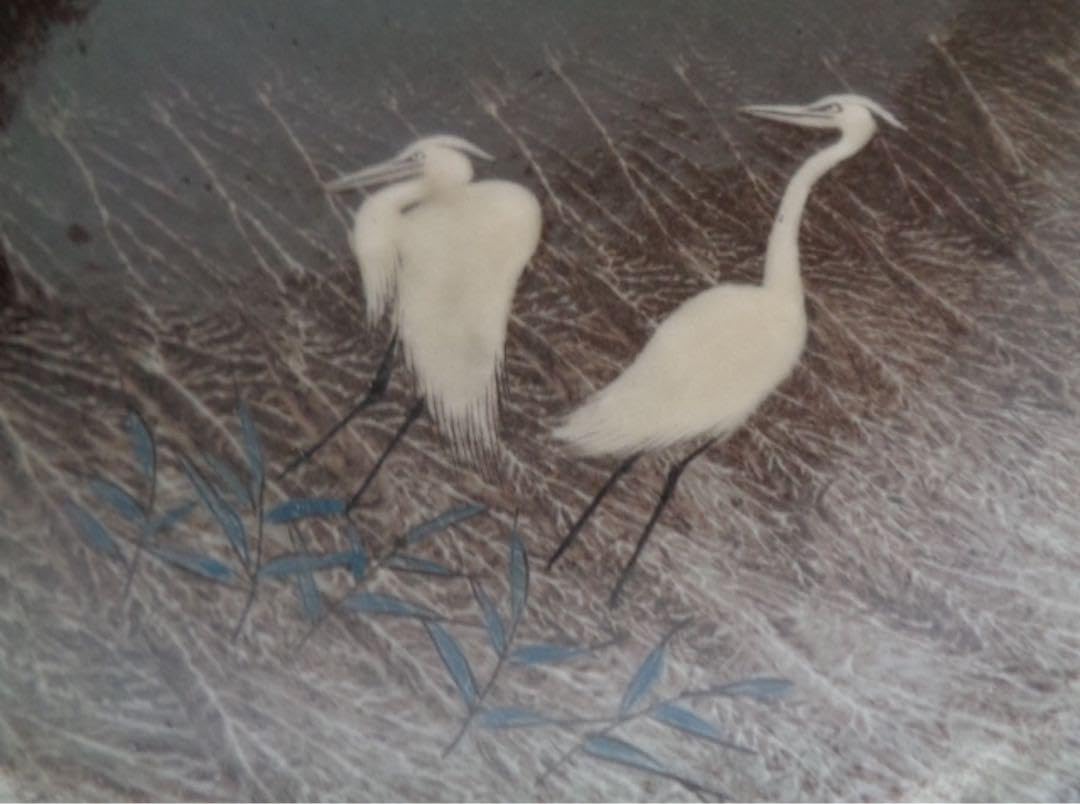 白鷺サギ絵皿(現川焼) 4客 白鷺サギ絵皿(現川焼) 4客