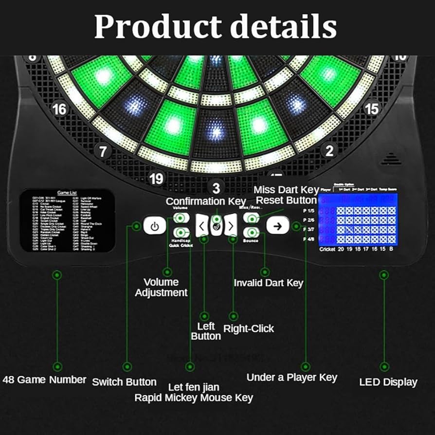 Amazon.co.jp: デジタルスコアボード付き電動ダーツボード、ダーツ6本