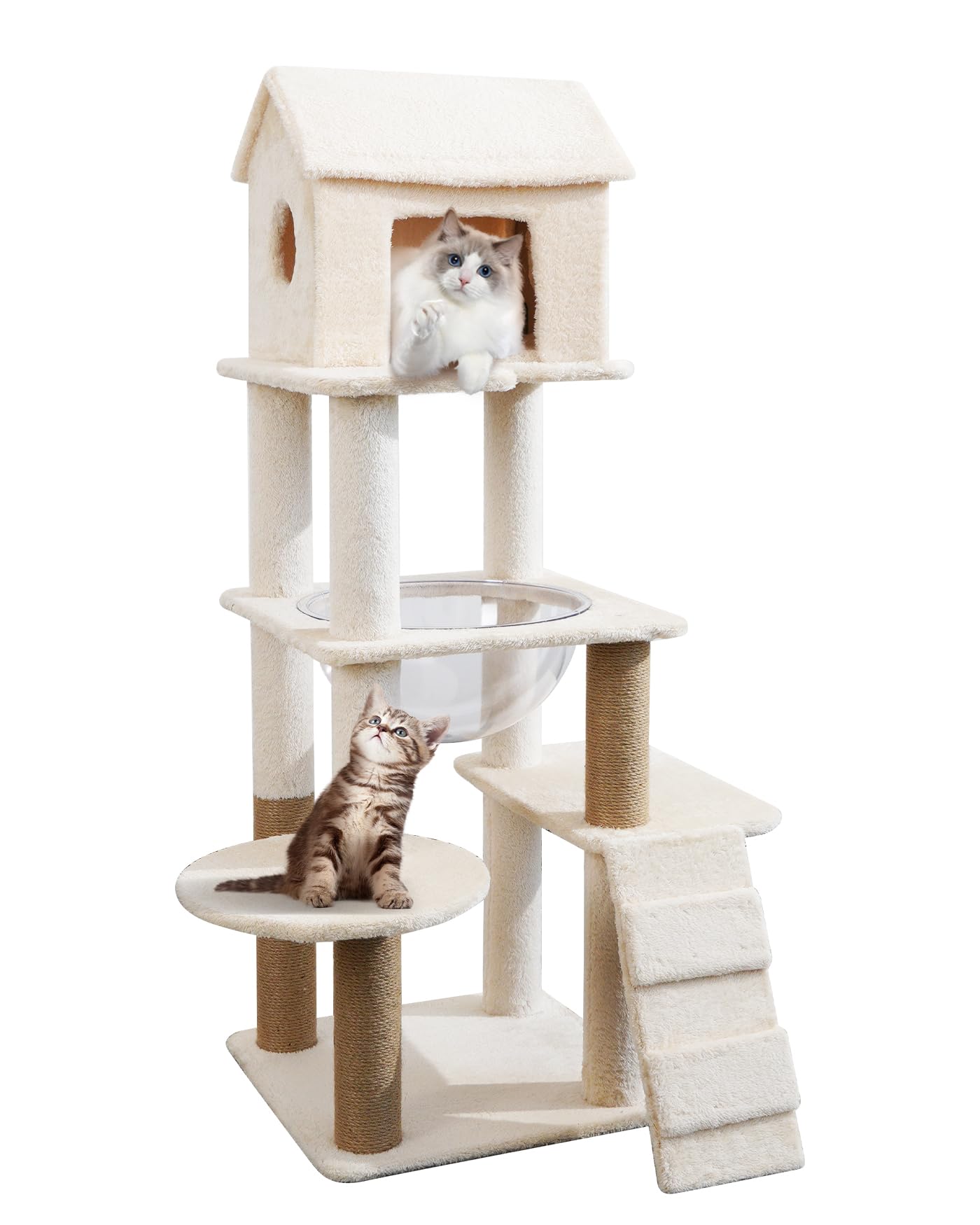 Amazon | YUCHONG キャットタワー スリム 猫タワー 多頭飼い 透明