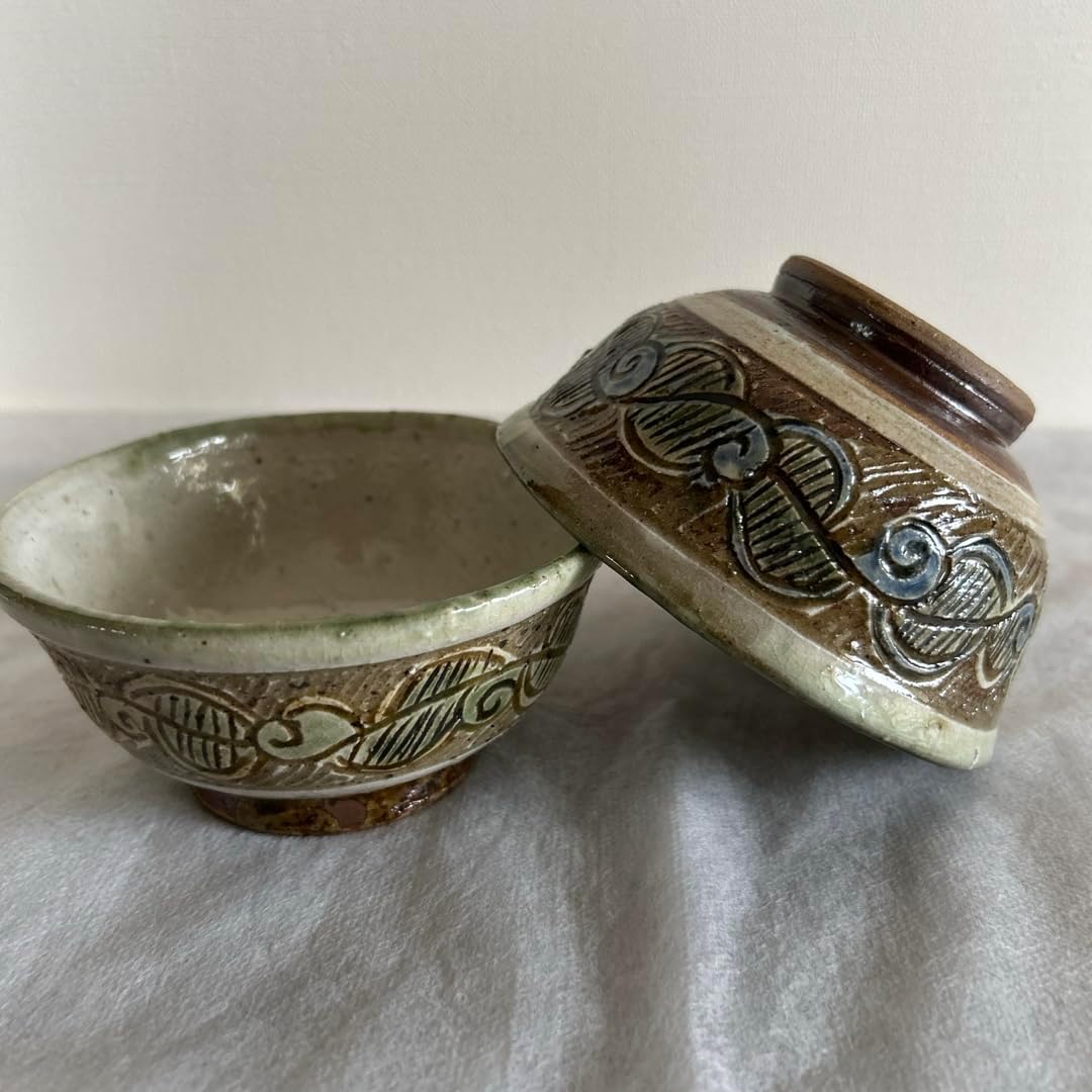 膳所焼 淡海ぜぜ 陽炎園 岩崎新定 胴〆 胴締め 茶碗 共箱 共布 栞 新品