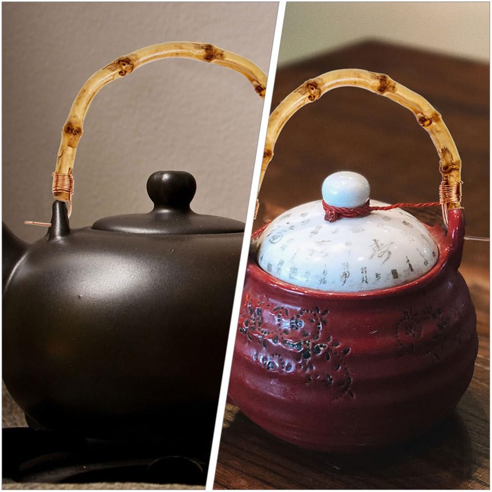 急須 竹製ハンドル 2個セット グレー 陶器 ポット バンブーハンドル