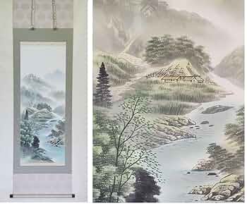 掛け軸 釧雲泉 絹本 希少 南画 山水画 軸装 茶道具 掛軸 です。掛け軸 華風