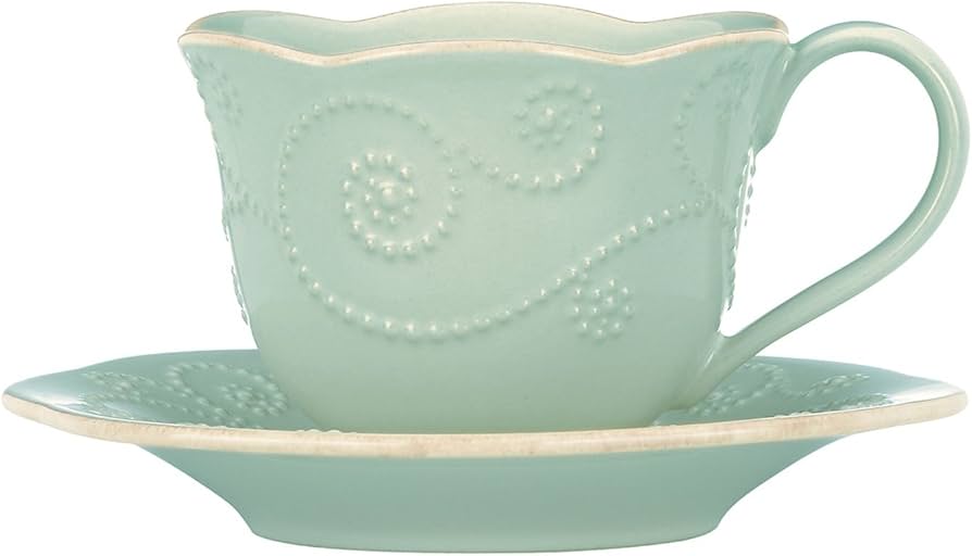 Amazon.com | Lenox French Perle Cup and Saucer Set, Ice Blue