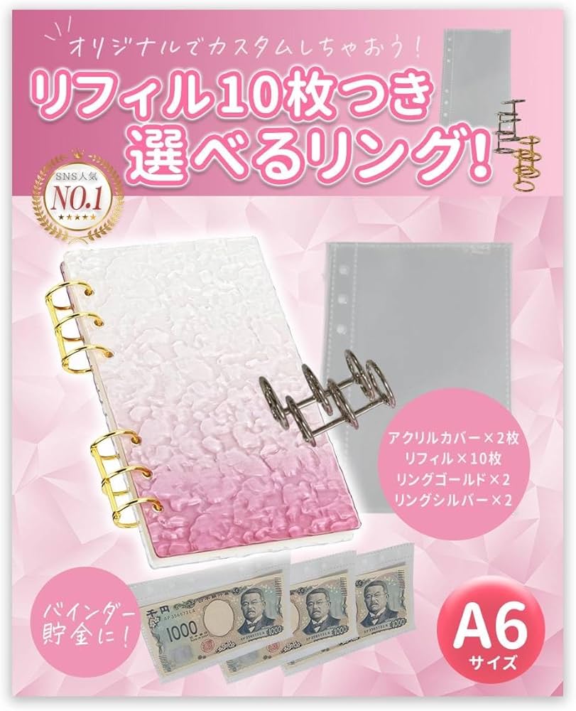 Amazon | RMY.H 家計管理 バインダー 貯金 アクリルバインダー 透明