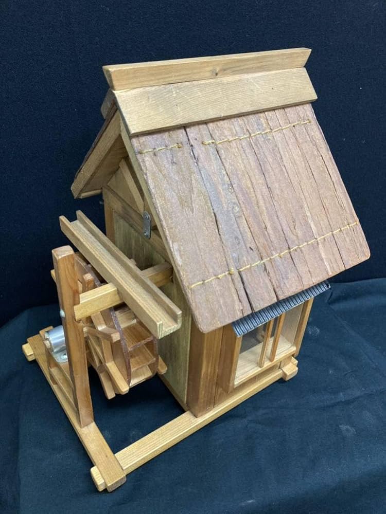 Amazon.co.jp: 堀 木製 水車小屋 アンティーク 置物 模型 古民家