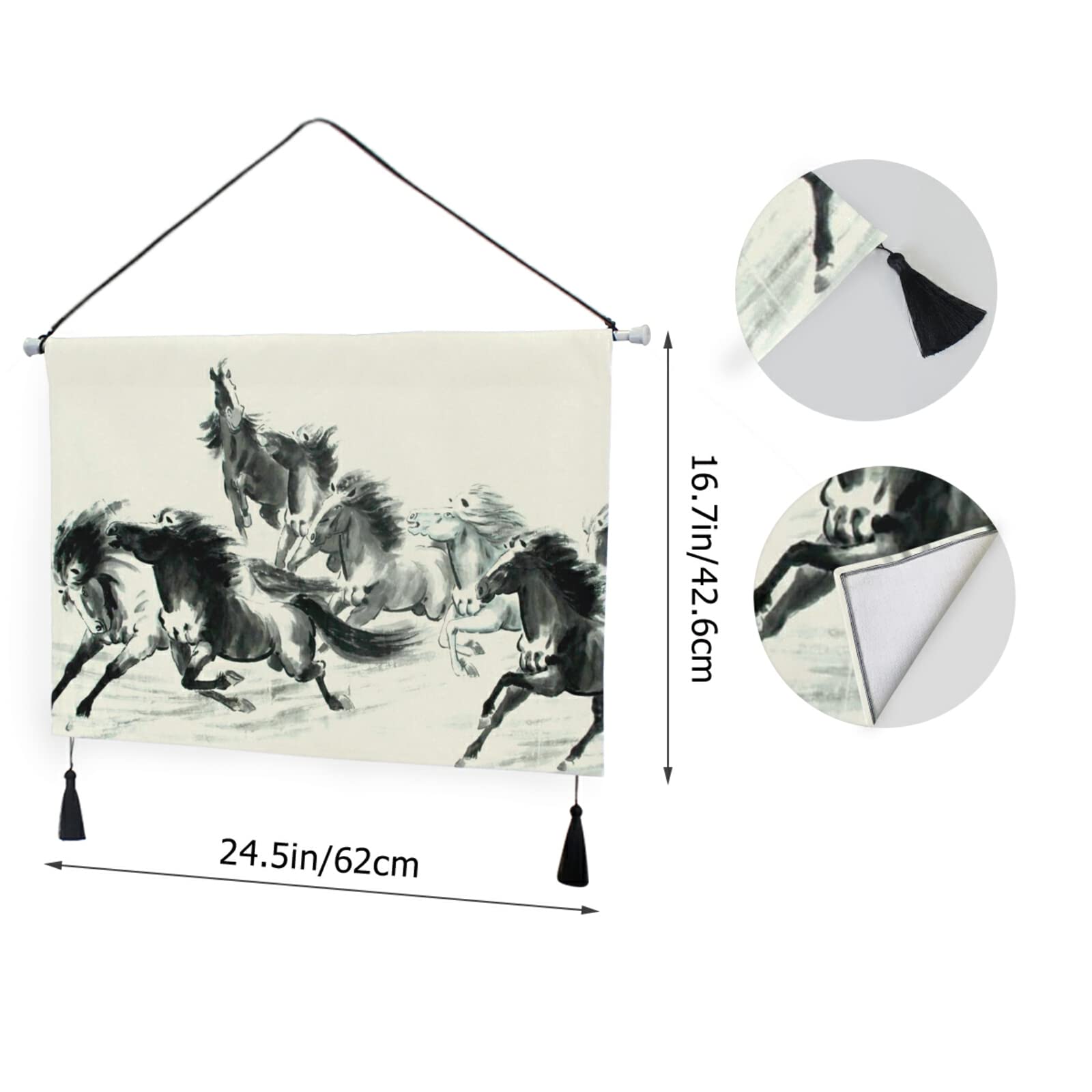 水墨画風 掛軸 馬 中国絵画 アートインテリア 水墨画風 掛軸 馬 中国