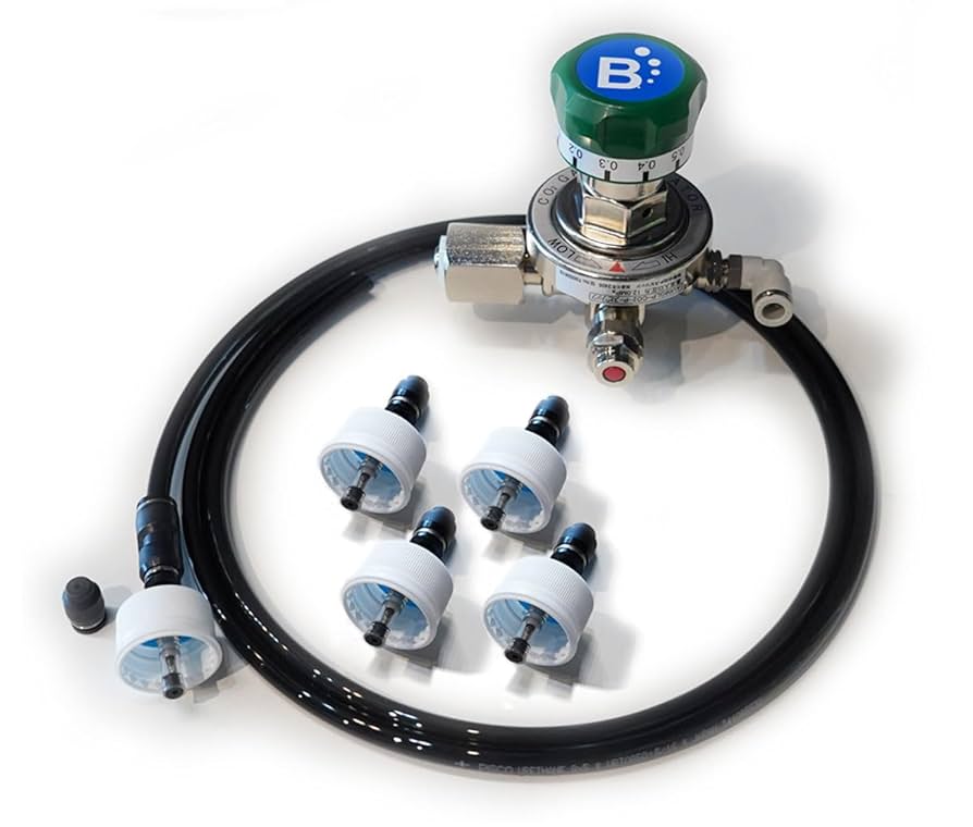 炭酸水メーカー 自作キット (減圧弁&ホース&キャップ8個) 炭酸水